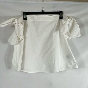 Timo Weiland Top Blouse Size 8 White 100% Cotton Tie Shoulders